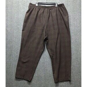 Allison Daley Womens Pants Size 24W Brown Plaid Stretch Waist High Rise Pull On